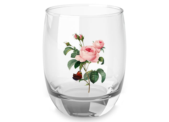 Cabbage Rose botanical illustration by Pierre-Joseph Redouté Whiskey Glass