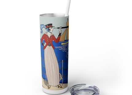 Costume de Yacht by George Barbier Skinny Tumbler with Straw, 20oz