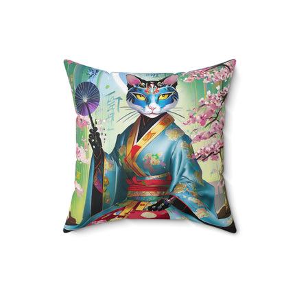 Cyberpunk Geisha Spun Polyester Square Pillow