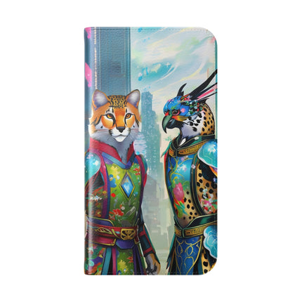 🐆🦜 Cybernetic Duets Flip Case – Neon Elegance & Digital Harmony