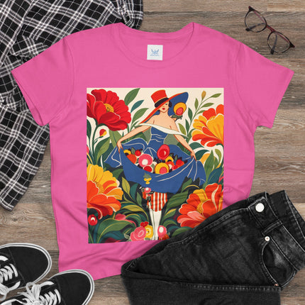 🌺🎩 The Grand Flower Market Cotton Tee – Art Deco Floral Fashion