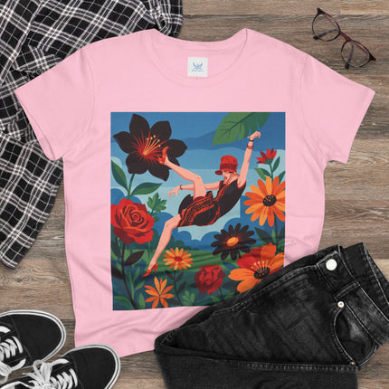 🌺✨ The Lady In The Fabulous Flowers Cotton Tee – Art Deco Floral Fantasy
