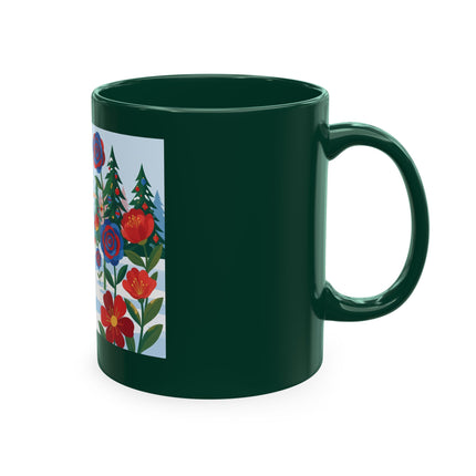🌹🎄 The Lady Of The Holiday Roses Ceramic Mug – Art Deco Christmas Elegance