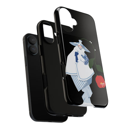 Blue & White Porcelain Geisha Phone Case – Elegant Mystery & Floral Grace