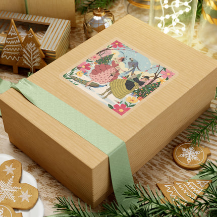 🦜🎄 The Christmas Parrot Promenade Kiss-Cut Sticker – Art Deco Holiday Fantasy