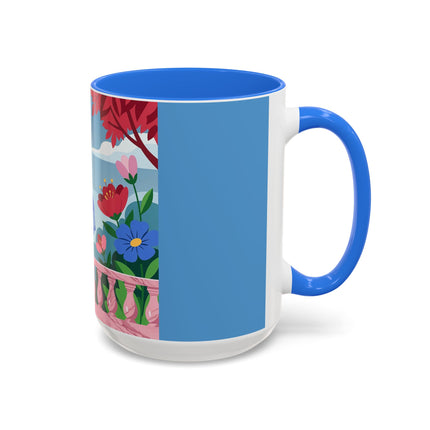 The Lady Of The Blossoming Terrace Colorful Mugs – Art Deco Floral Garden Elegance