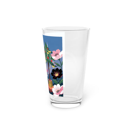 🌹🎄 The Lady Of The Candlelit Rose Tree Pint Glass – Art Deco Christmas Garden