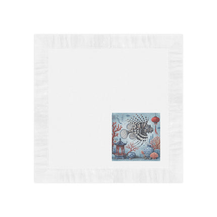 Lionfish & Lantern White Coined Napkins – Mystical Ocean & Asian Harmony