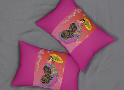 Enchanting Geisha Spun Polyester Lumbar Pillow