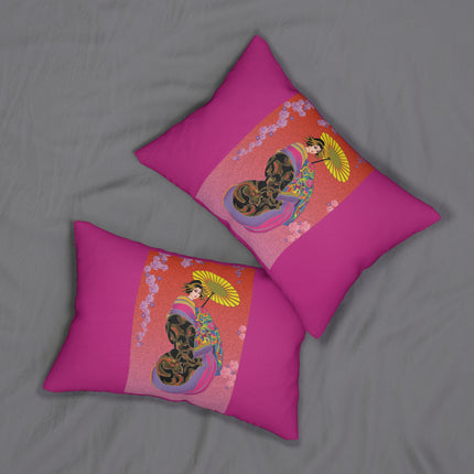 Enchanting Geisha Spun Polyester Lumbar Pillow