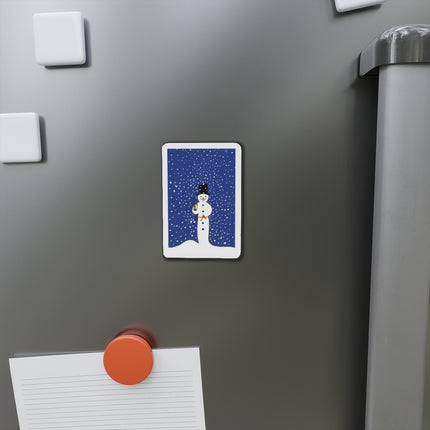Snowman in Falling Snow Die-Cut Magnets (5 Sizes)