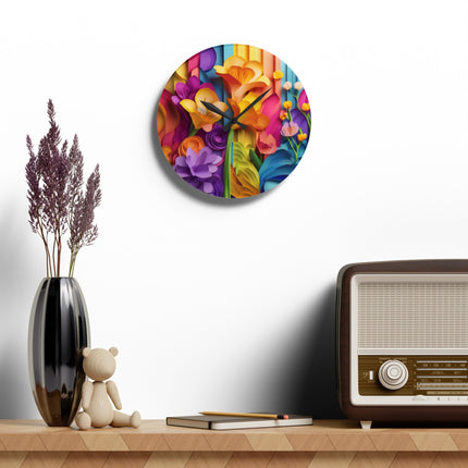The Graceful Freesia Acrylic Wall Clock, Round and Square