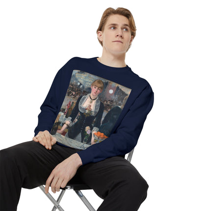 A Bar at the Folies-Bergère by Edouard Manet Unisex Garment-Dyed Sweatshirt