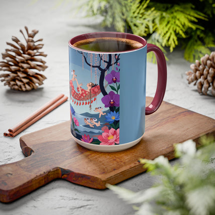 The Ladies Of The Enchanted Hammock Colorful Mugs – Art Deco Whimsical Garden Elegance