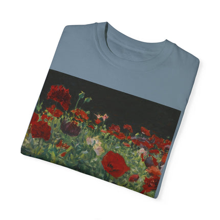 Poppies (A Study of Poppies for Carnation, Lily, Lily, Rose) by John Singer Sargent Unisex Garment-Dyed T-shirt