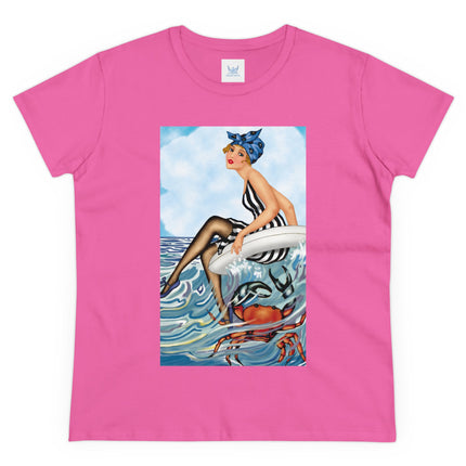 Playful Waves and Fashion Follies Women's Midweight Cotton Tee