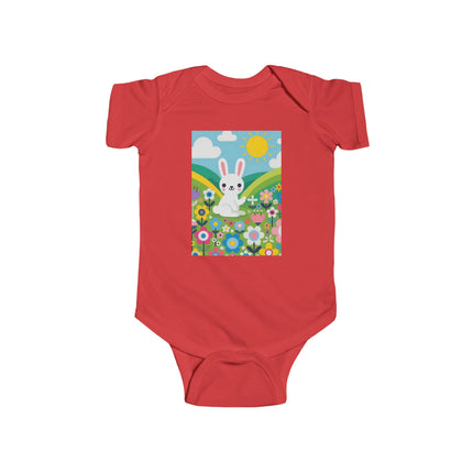 A Young Bunny’s Day Baby Bodysuit – Whimsical Bunny Meadow Garden Design