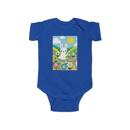 A Young Bunny’s Day Baby Bodysuit – Whimsical Bunny Meadow Garden Design