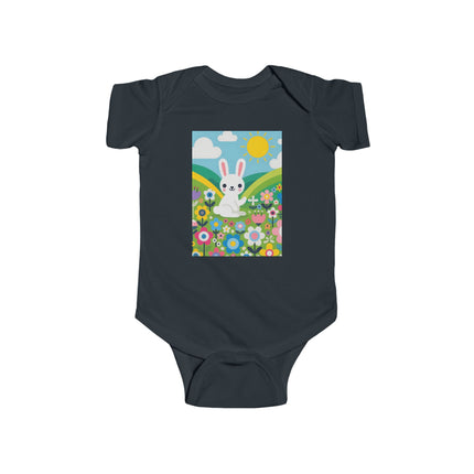 A Young Bunny’s Day Baby Bodysuit – Whimsical Bunny Meadow Garden Design