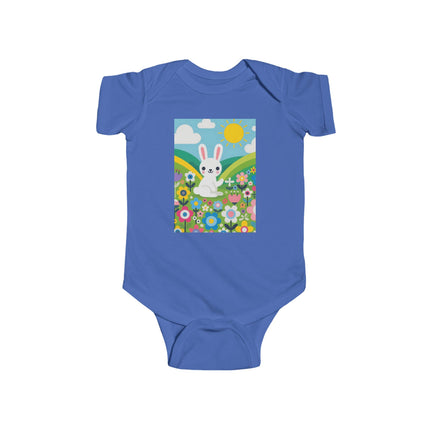 A Young Bunny’s Day Baby Bodysuit – Whimsical Bunny Meadow Garden Design