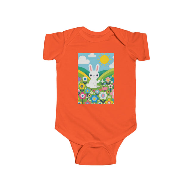 A Young Bunny’s Day Baby Bodysuit – Whimsical Bunny Meadow Garden Design