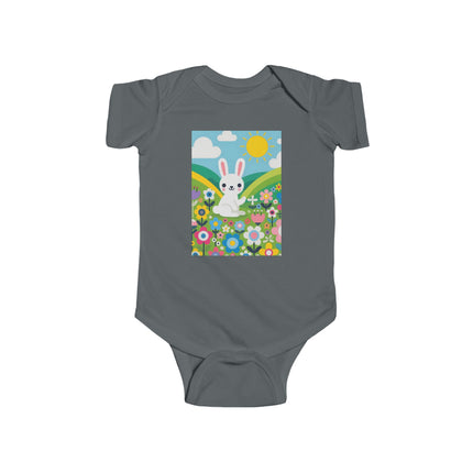 A Young Bunny’s Day Baby Bodysuit – Whimsical Bunny Meadow Garden Design