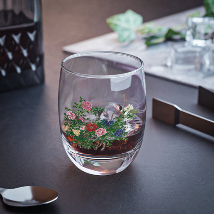Peonies and Birds by Okamoto Shuki Whiskey Glass