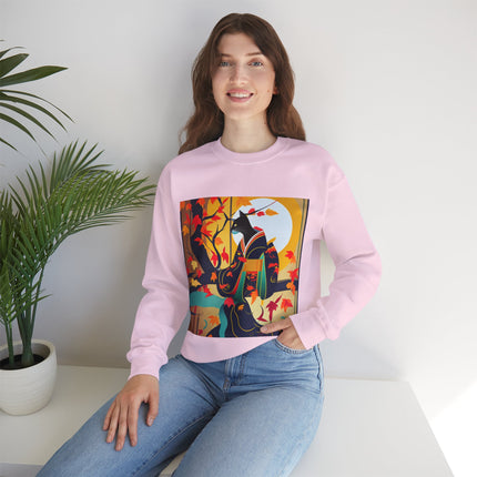 Black Cat in Kimono Unisex Heavy Blend™ Crewneck Sweatshirt