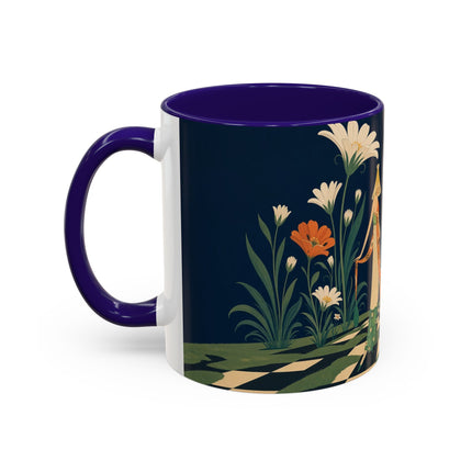 🌼🧡 The Midnight Floral Masquerade Colorful Mug – Art Deco Fashion Fantasy