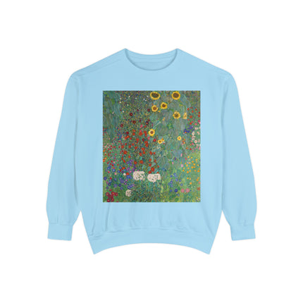 Farm Garden with Sunflowers by Gustav Klimt Unisex Garment-Dyed Sweatshirt