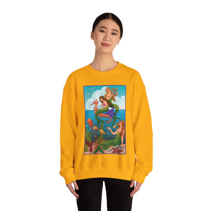 Three Mermaids with Strings of Pearls by Carlo Chiostri Heavy Blend™ Crewneck Sweatshirt