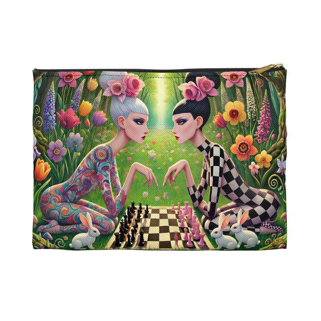 The Spring Gambit: A Fairy’s Move Flat Pouch – Whimsical Chess & Spring Magic