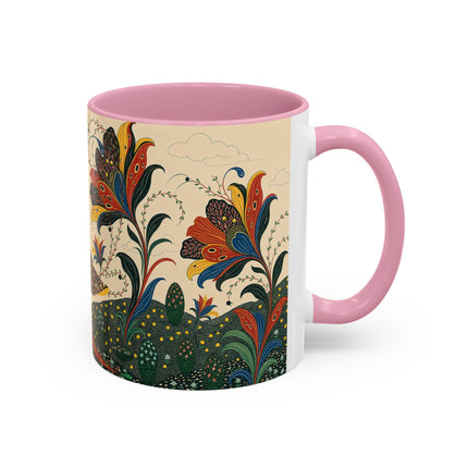 🌺🦋 The Enchanted Floral Voyage Colorful Mug – Art Deco Botanical Whimsy