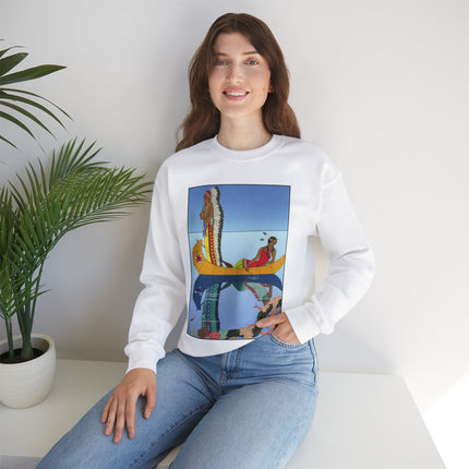Le long du Missouri (Indian couple on the Missouri River) by George Barbier Heavy Blend™ Crewneck Sweatshirt
