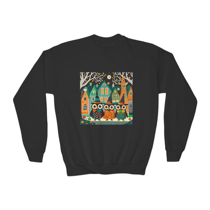Night of the Trick-or-Treating Owlets Youth Crewneck Sweatshirt
