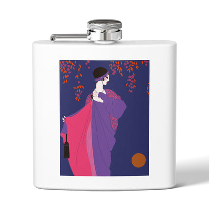 Crimson Shawl Geisha Flask – Elegant Mystery & Vibrant Grace