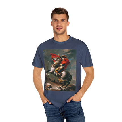 Napoleon Crossing the Alps by Jacques-Louis David Unisex Garment-Dyed T-shirt