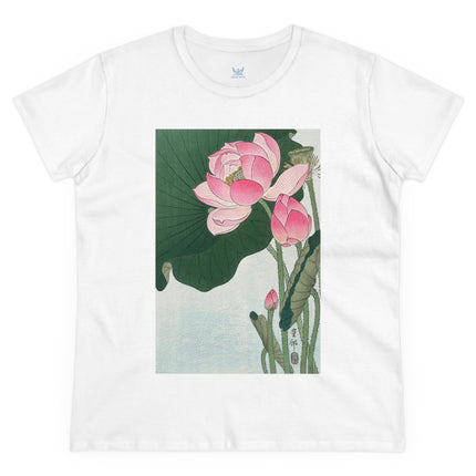 Blooming Lotus Flowers by Ohara Koson Women's Midweight Cotton Tee