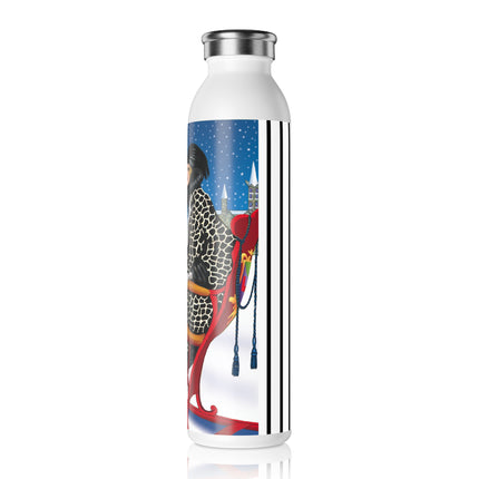Elegant Winter Woman in Sleigh Slim Water Bottle