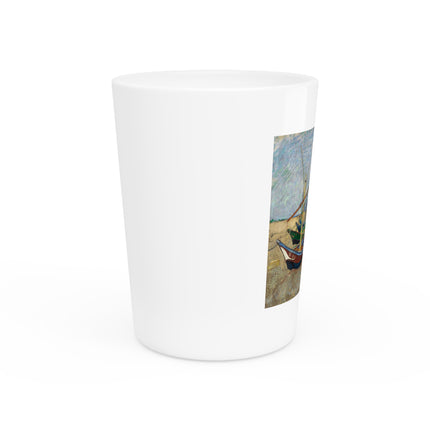 Fishing Boats on the Beach at Saintes-Maries by Vincent Van Gogh Ceramic Shot Glass