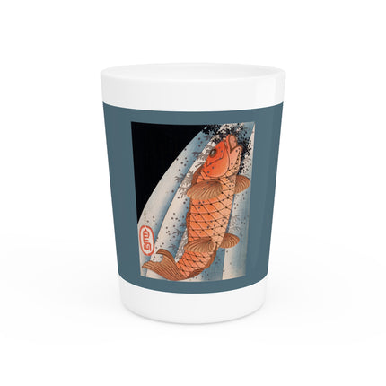 Carp Swimming up a Waterfall by Yashima Gakutei Ceramic Shot Glass