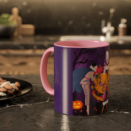 🎭🌹 The Harlequin Rose Masquerade Colorful Mug – Theatrical Halloween Romance