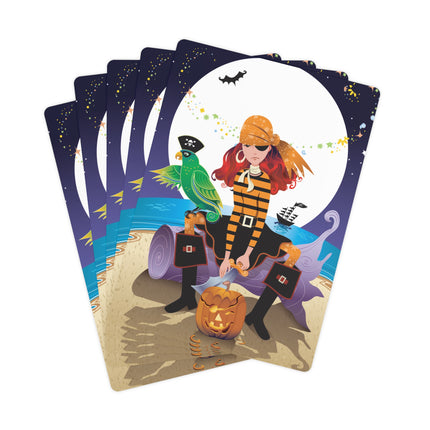 Moonlit Pirate Halloween Playing Cards