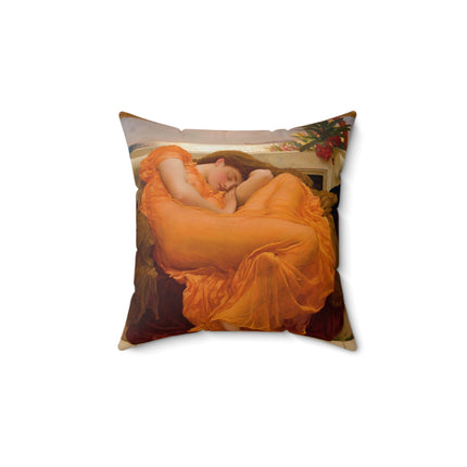 Flaming June by Frederic Leighton Spun Polyester Square Pillow