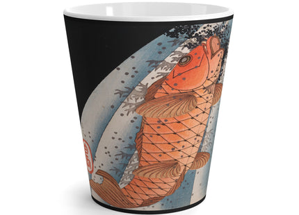 Carp Swimming up a Waterfall by Yashima Gakutei Latte Mug