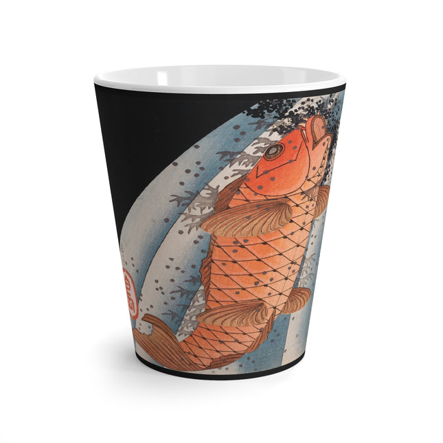 Carp Swimming up a Waterfall by Yashima Gakutei Latte Mug