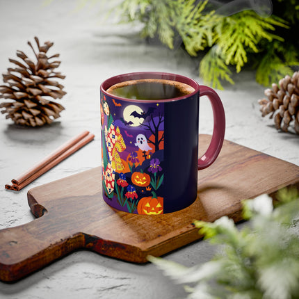 🌙🎃 The Moonlit Garden Masquerade Colorful Mug – Floral Halloween Charm