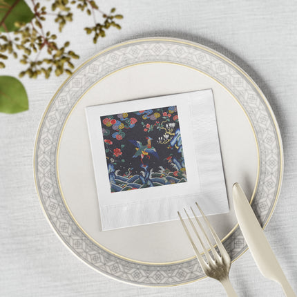 Rank Badge with Mandarin Duck White Coined Napkins