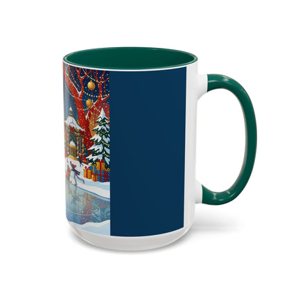 ⛸️🎄 The Christmas Skating Pavilion Colorful Mug – Art Deco Holiday Fantasy