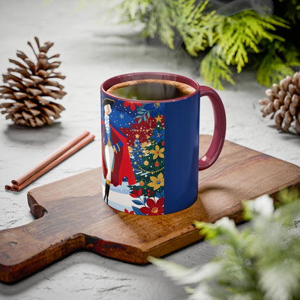 🎭❄️ The Christmas Masquerade Lady Colorful Mug – Art Deco Holiday Fantasy